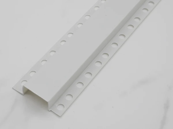 White u-shaped angle bead with round holes
