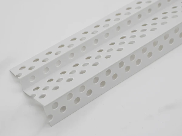 White w-shaped angle bead with round holes