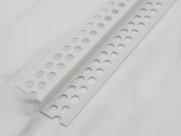 White z-shaped angle bead with round holes